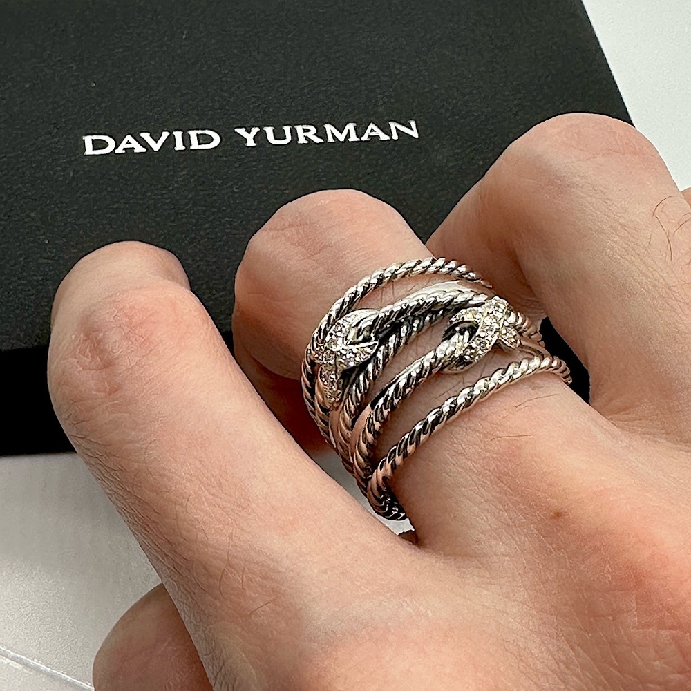 DAVID YURMAN Sterling Silver Double X Crossover Ring Size: 7.5